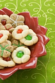 Christmas Press Cookies in a Bowl