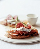 Parma Ham, Cheese and Fig on a Slice of Grilled Bread
