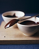 Chocolate Coated Spoon on a Bowl of Melted Chocolate