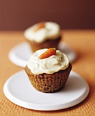 Carrot Cake Cupcakes with Candy Carrot Decoration