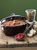 Dish of Baked Beans with Seasoning Ingredient