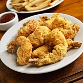 Fried Shrimp Battered with Cornmeal; Cocktail Sauce and Fries