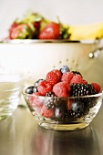 Mixed Berries in a Glass Bowl