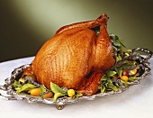 Whole Roast Turkey on Silver Platter