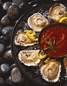 Oysters on the Half Shell; Cocktail Sauce