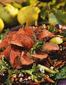 Sliced Steak Salad with Pecans and Pears
