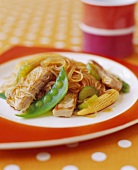 Chicken and Vegetable Stir Fry with Rice Noodles