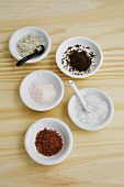 Five Bowls of Various Salts
