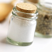 Salt in a Small Glass Jar with Cork 