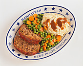 Blue Plate Meat Loaf Special; On White