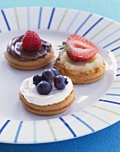 Mini Waffles; Yogurt and Blueberries, Strawberry and Applesauce; Raspberry and Nutella