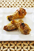 Honey Mustard Chicken Wings Sprinkled with Sesame Seeds
