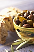 Bowl of Olives with Bread