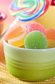 Bowl of Gum Drop Candies; Lollipop