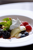 Fruit Salad with Creme Fraiche and Mint