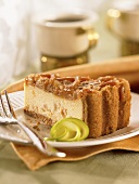 Slice of apple toffee cheesecake