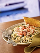 Crab Over Spaghetti Florentine