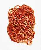 Spaghetti and Tomato Sauce on White