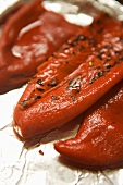 Roasted Red Peppers on Foil