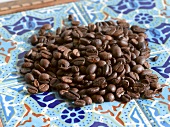 Roasted Coffee Beans on Mosaic Tile