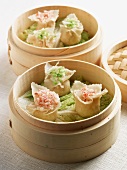 Crab and Rice Dumplings with Scallions in a Steamer