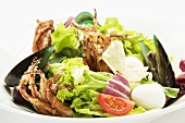 Fried Octopus Seafood Salad with Boiled Egg