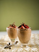 Two Dishes of Chocolate Mousse with Strawberries