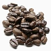 Coffee Beans on White; Close Up