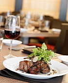 Grilled Lamb Chop with Grilled Poached Pear; With Red Wine