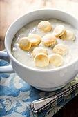 Cup of Clam Chowder with Oyster Crackers