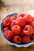 Organic Raspberries in a Small Bowl