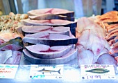Swordfish Steaks and Sole at a Fish Market