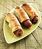 Sausages Wrapped in Pizza Dough