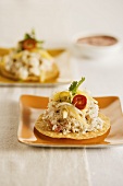 Tostada Topped with Crab Salad