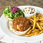 Crab Burger with Fries
