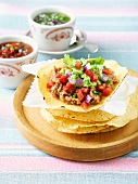Tostada with Refried Beans and Guacamole 