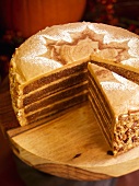 Four Layer Fall Spice Cake with Slice Removed
