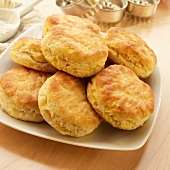 Buttermilk Biscuits on a White Dish