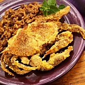Fried Soft Shell Crab with Red Beans and Rice