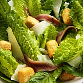 Caesar Salad with Anchovies and Croutons