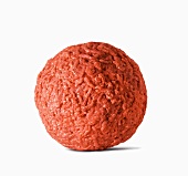 Raw Hamburger Ball; White Background