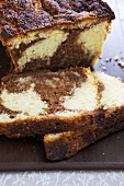 Chocolate and Vanilla Marble Loaf Cake; Sliced