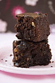 Two Chocolate Brownies; Stacked