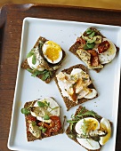 Assorted Fish Hors d' Oeuvres on White Platter