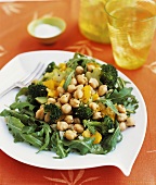 Chickpea and Broccoli Salad with Yellow Bell Pepper