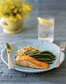 Salmon Fillet with Green Beans and Rice