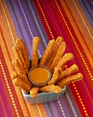 Long Chicken Fingers with Dipping Sauce