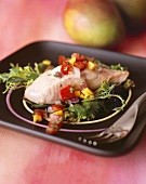 Poached Fish with Fresh Salsa on Greens