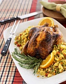Whole Roast Chicken with Stuffing and Rosemary