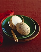 Halved Jicama on a Plate with a Knife